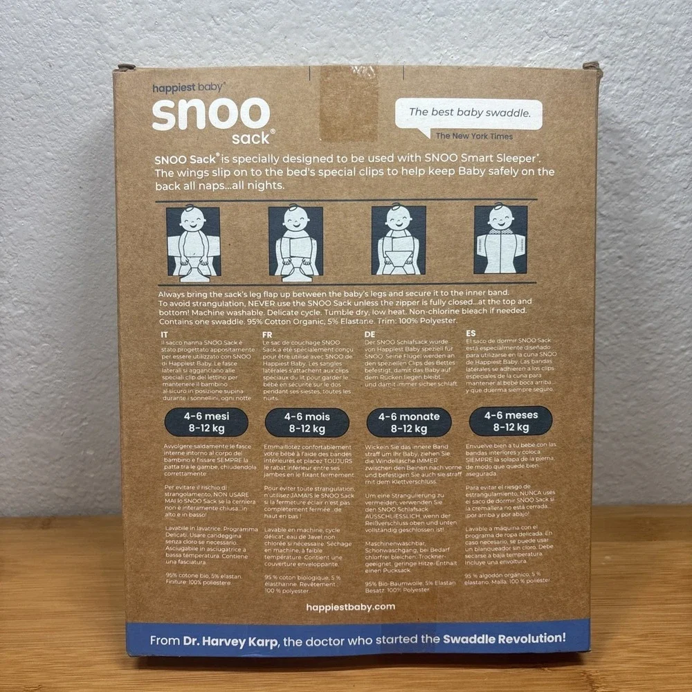 Snoo Sleep Sack Large 4-6 Months  18-26lb White Pink Floral Happiest Baby